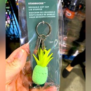 Starbucks Unreleased Summer 2024 Pineapple Reusable Silicone Stopper Keychain